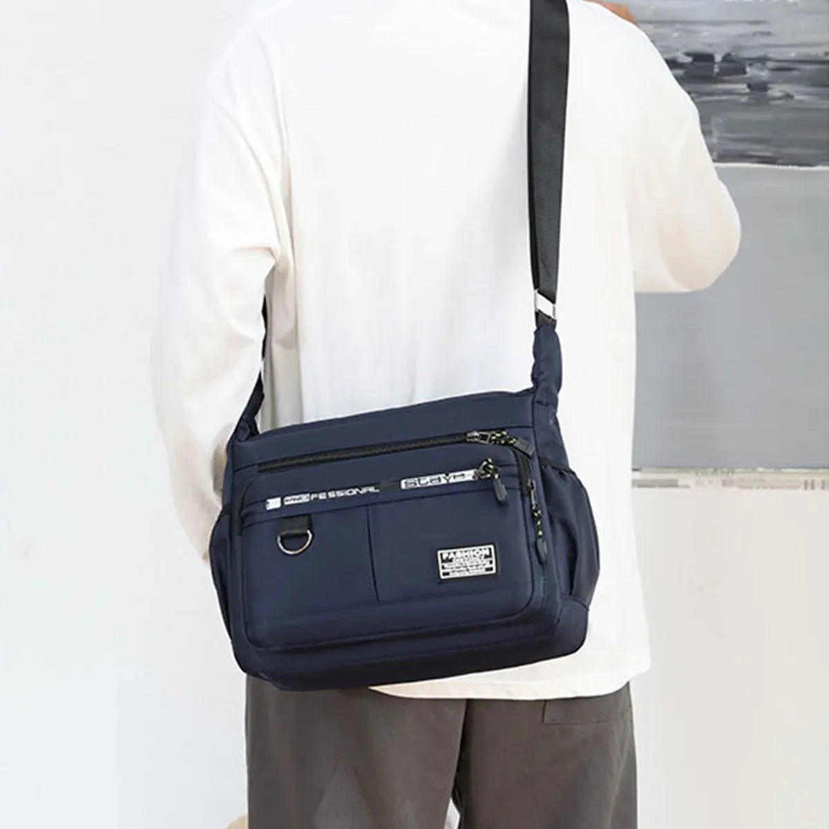 Men Shoulder Bag Large Capacity Crossbody Waterproof Business Casual Travel Bag