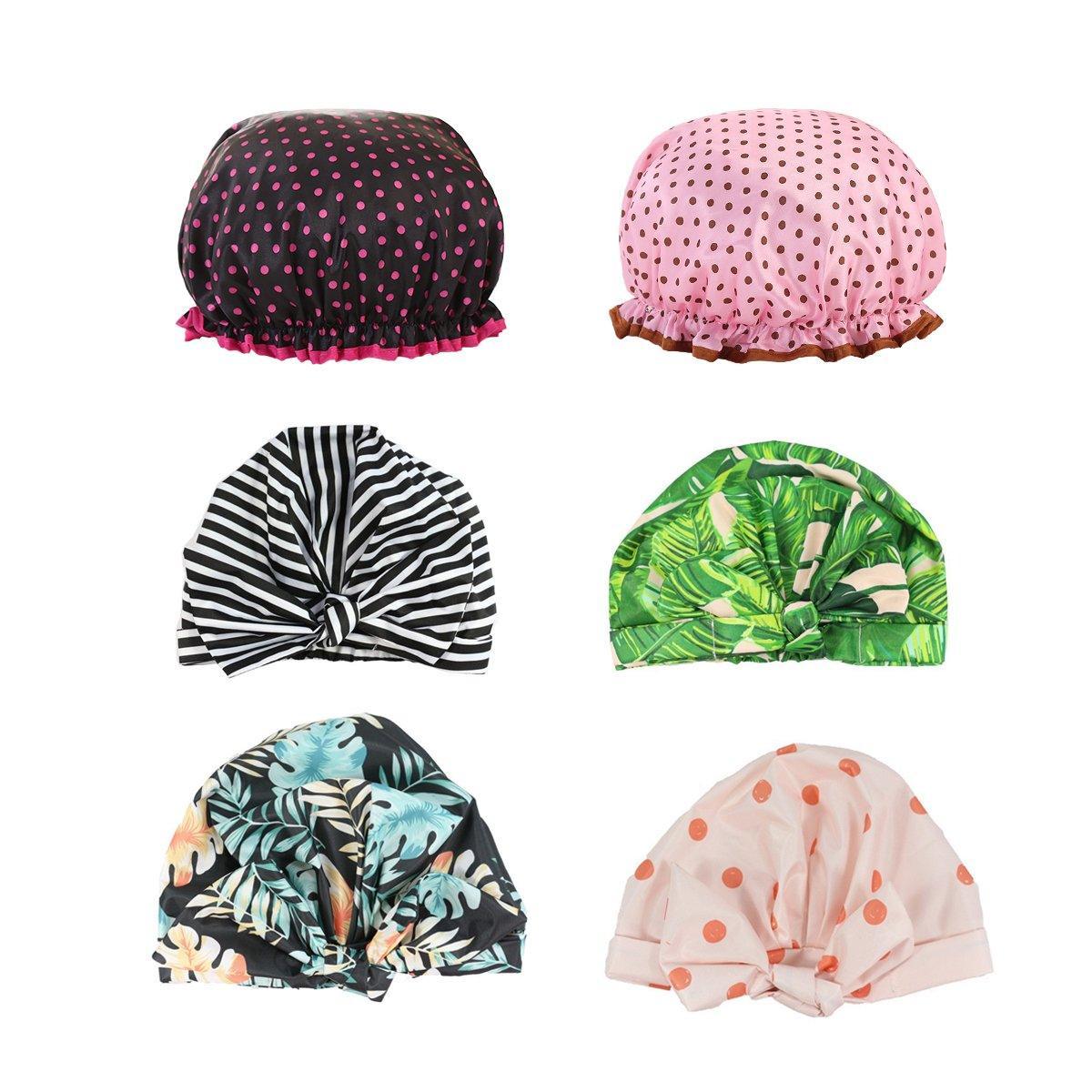 Woman Shower Cap Reusable Long Hair Large Turban Bathroom Waterproof Hair Cap - Streak