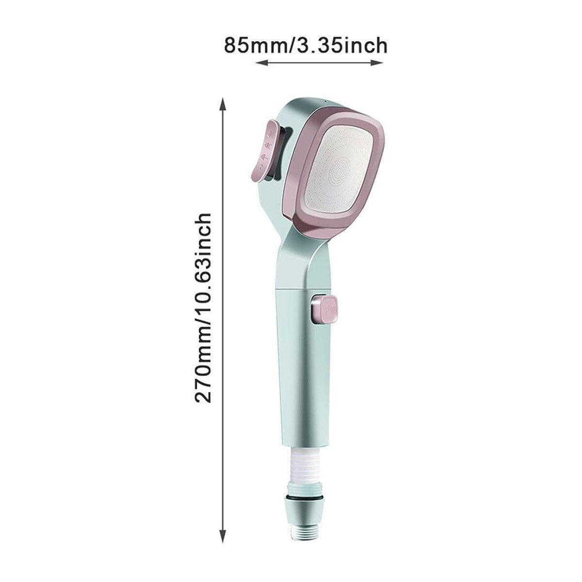 High Pressure Handheld Shower Head with Filter for Bathroom Water Saving Spray - Pink Blue