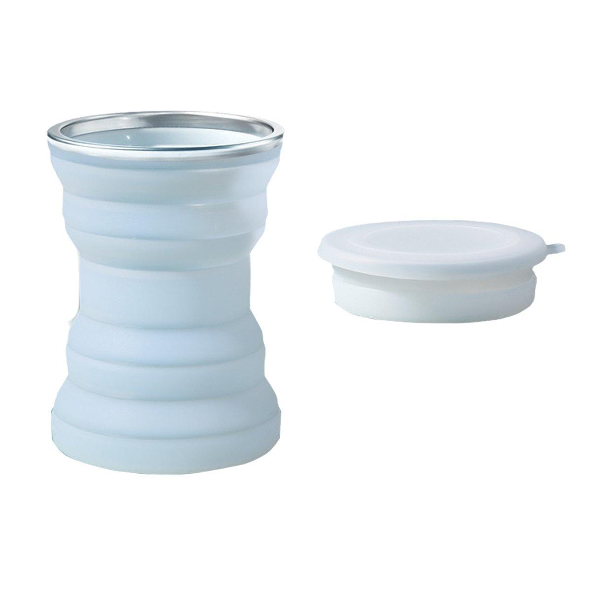 Silicone Folding Travel Mug Portable Retractable Collapsible Mug Outdoor Camping - Grey Lake Blue
