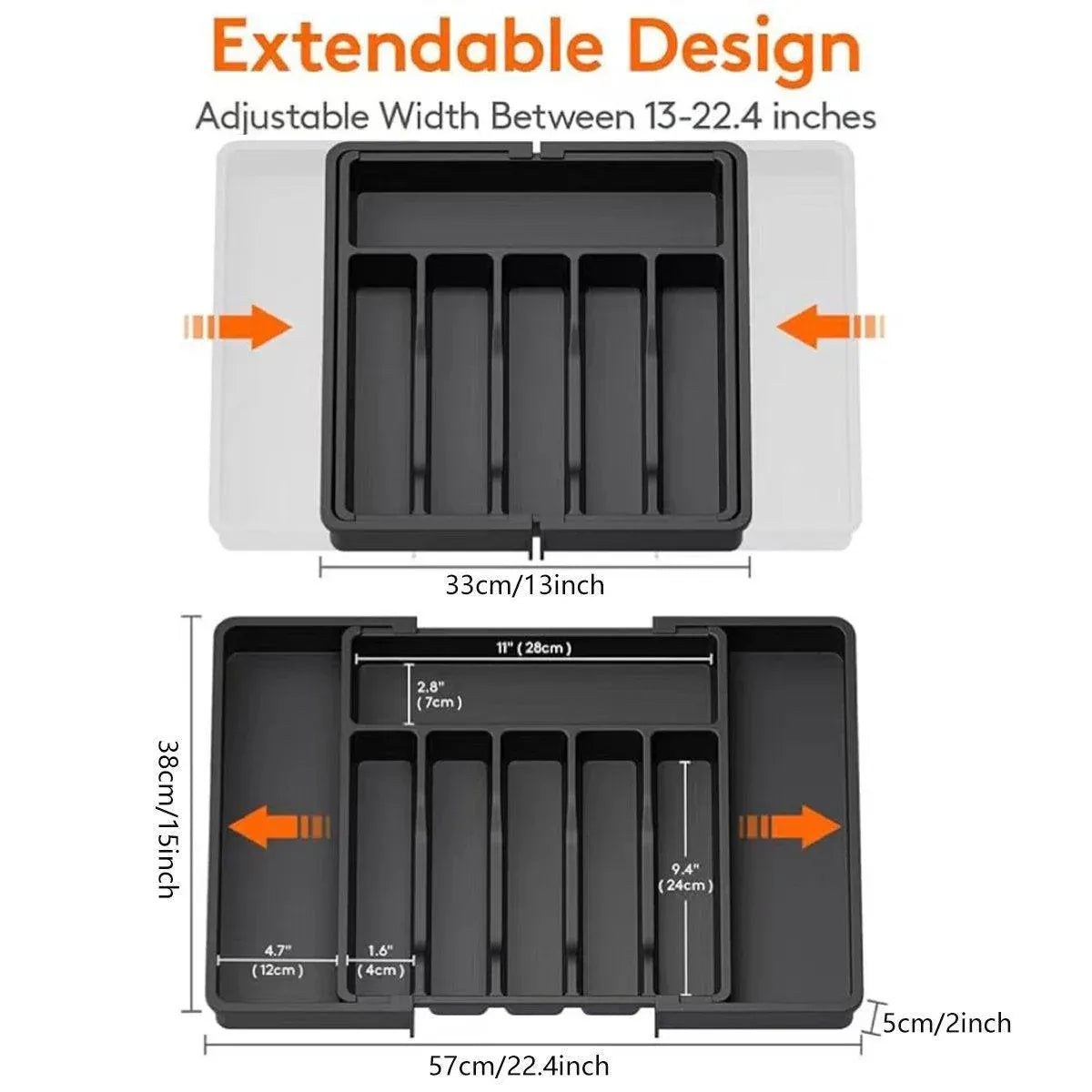 Expandable Cutlery Organizer Adjustable Silverware Drawer Storage Box Tray