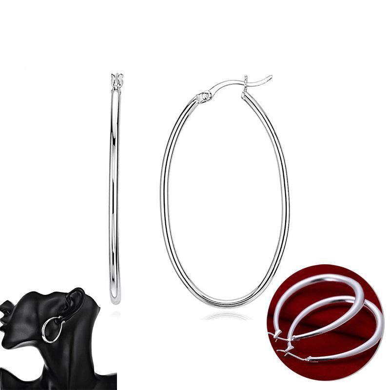 Elegant Teardrop Silver Filled Hoop Earrings 41mm Lightweight Fashion Jewelry