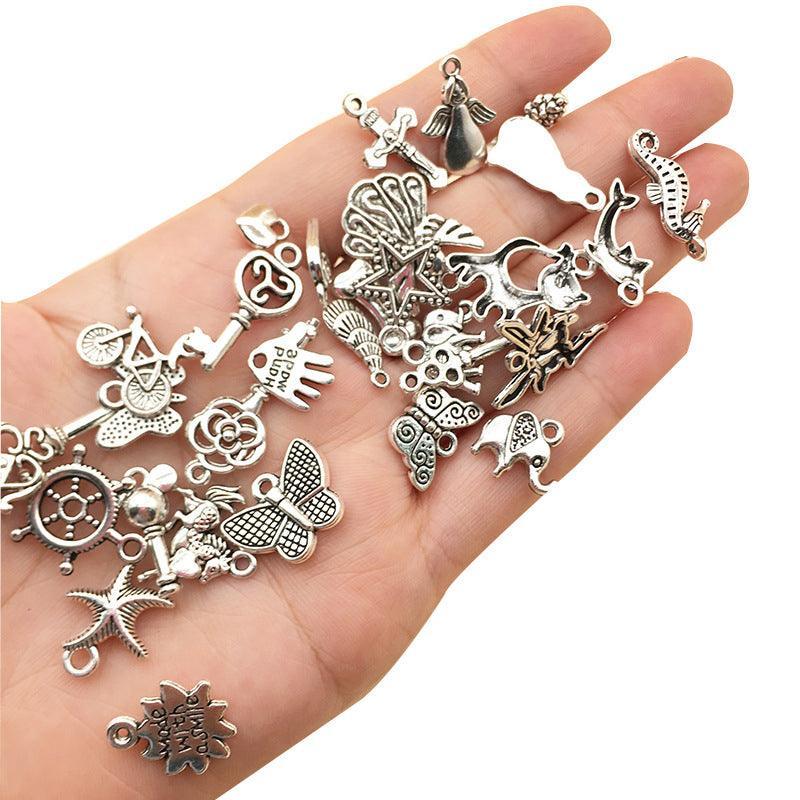 100Pcs Tibetan Silver Mixed Charms - DIY Jewelry Crafting Pendants