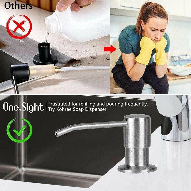 Stainless Steel Sink Soap Dispenser Extension Tube Kit Kitchen Sink Pumps Hand