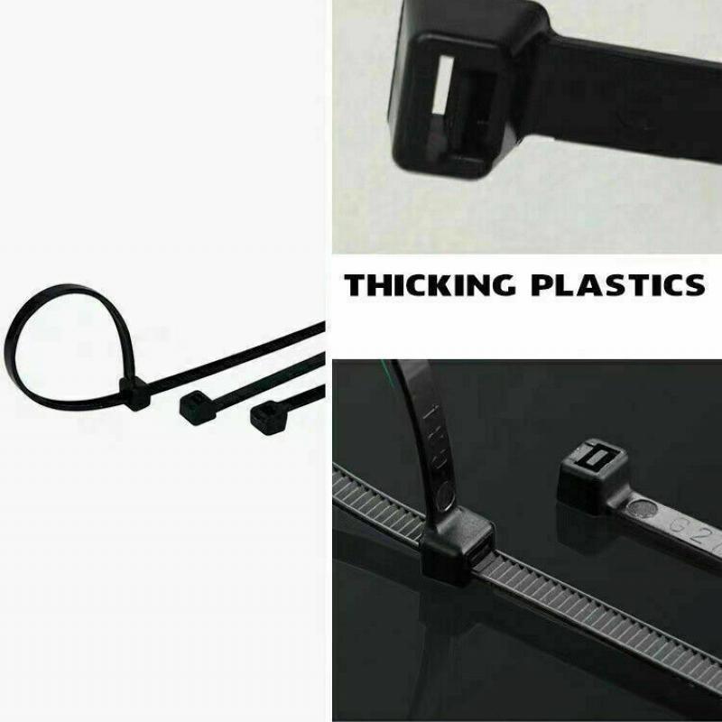250X Cable Ties Zip Ties Nylon UV Stabilised Black Cable Tie - 3.5*300mm