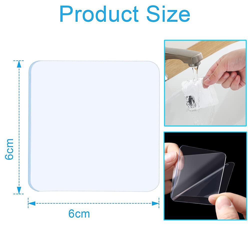 Nano Double Sided Tape Clear Adhesive Traceless Gel Pad 6x6cm Reusable Anti Slip - 5 PCS