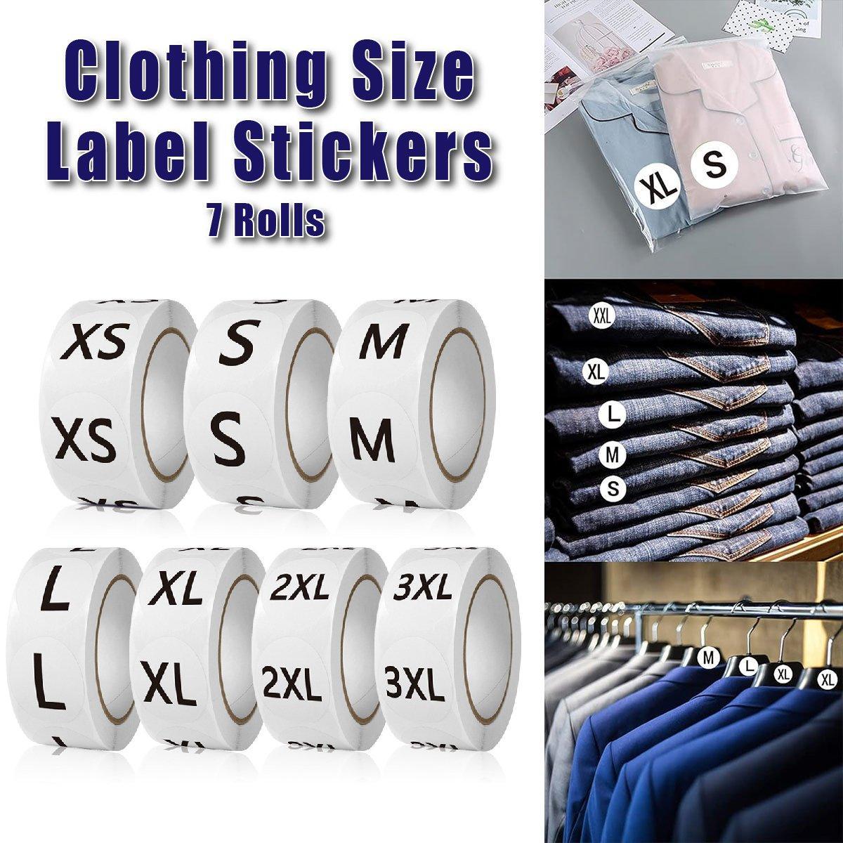 7 Rolls Clothing Size Label Sticker 1Inch Round Size Sticker Labels Self Adhesive