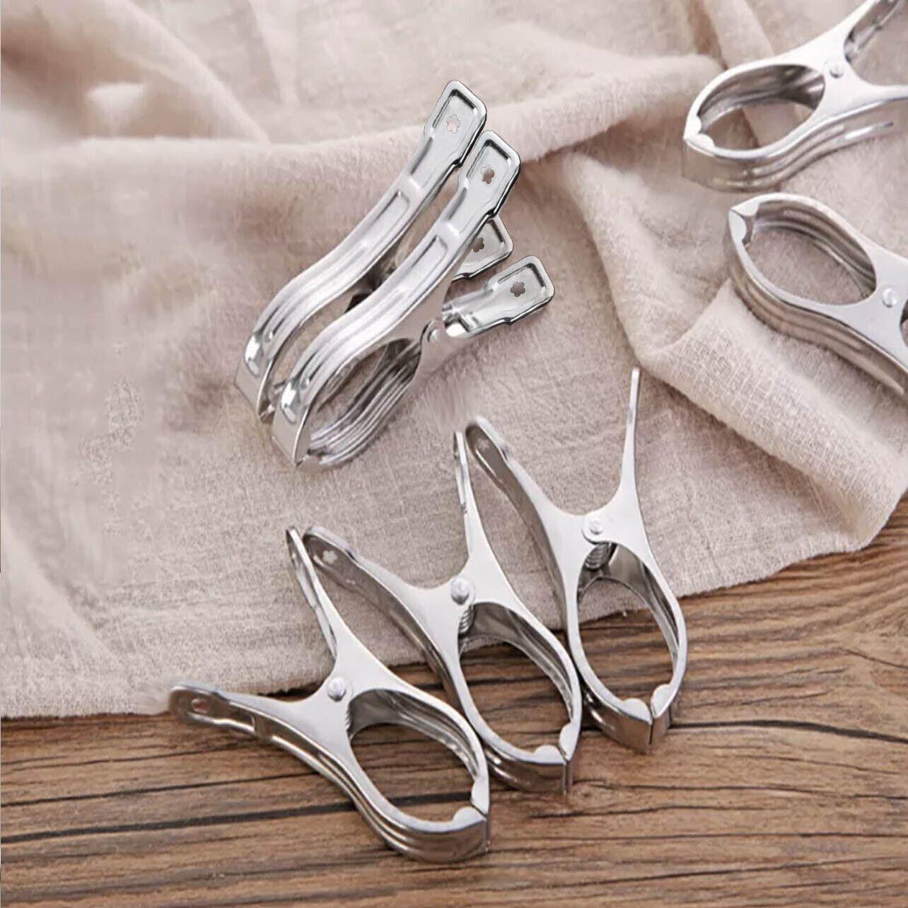 Large Stainless Steel Clothes Pegs Hanging Clip Laundry Windproof Clamp - 12cm *12 PCS
