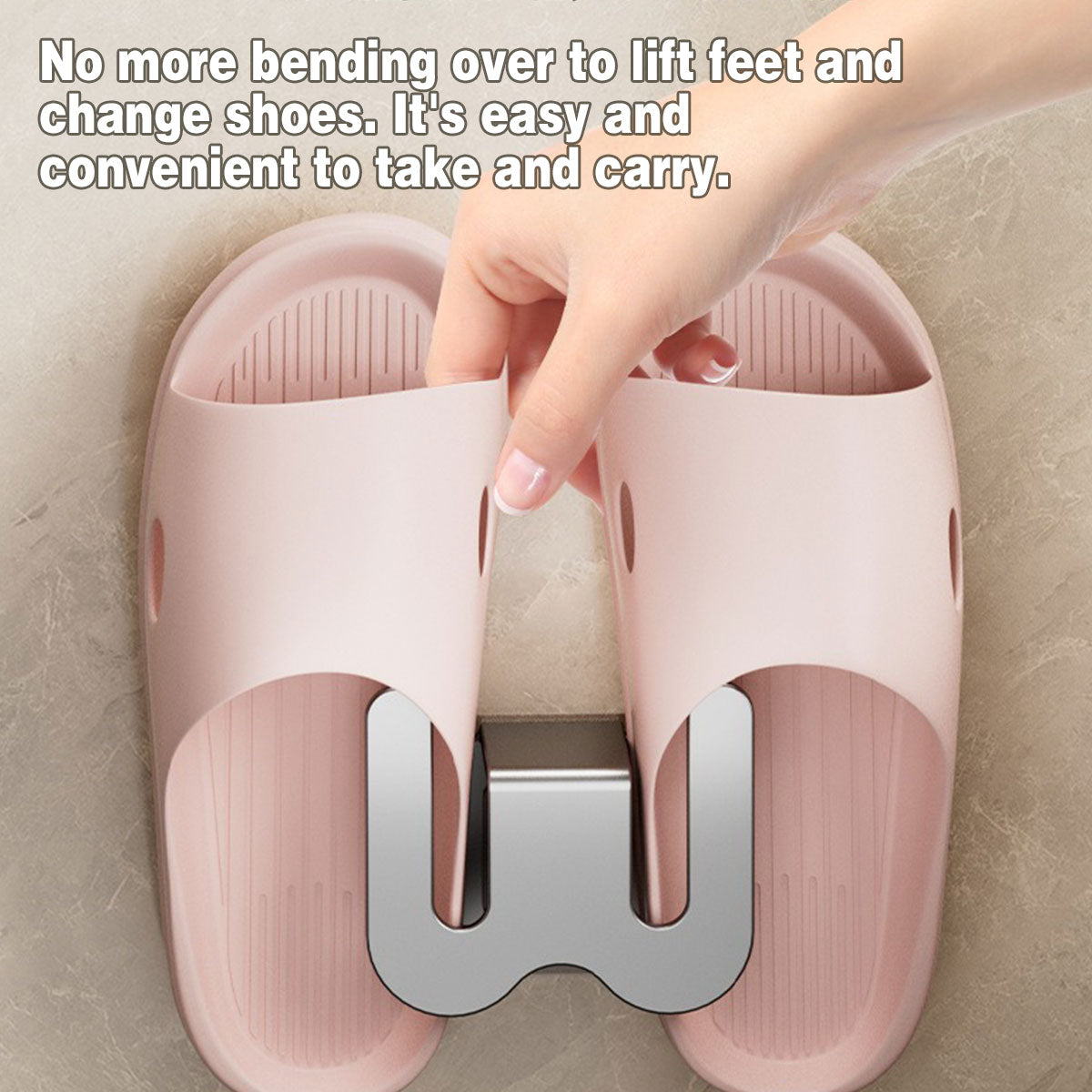 3PCS Wall Mounted Slipper Rack Bathroom Shoe Storage Hook Holder Organiser - Grey