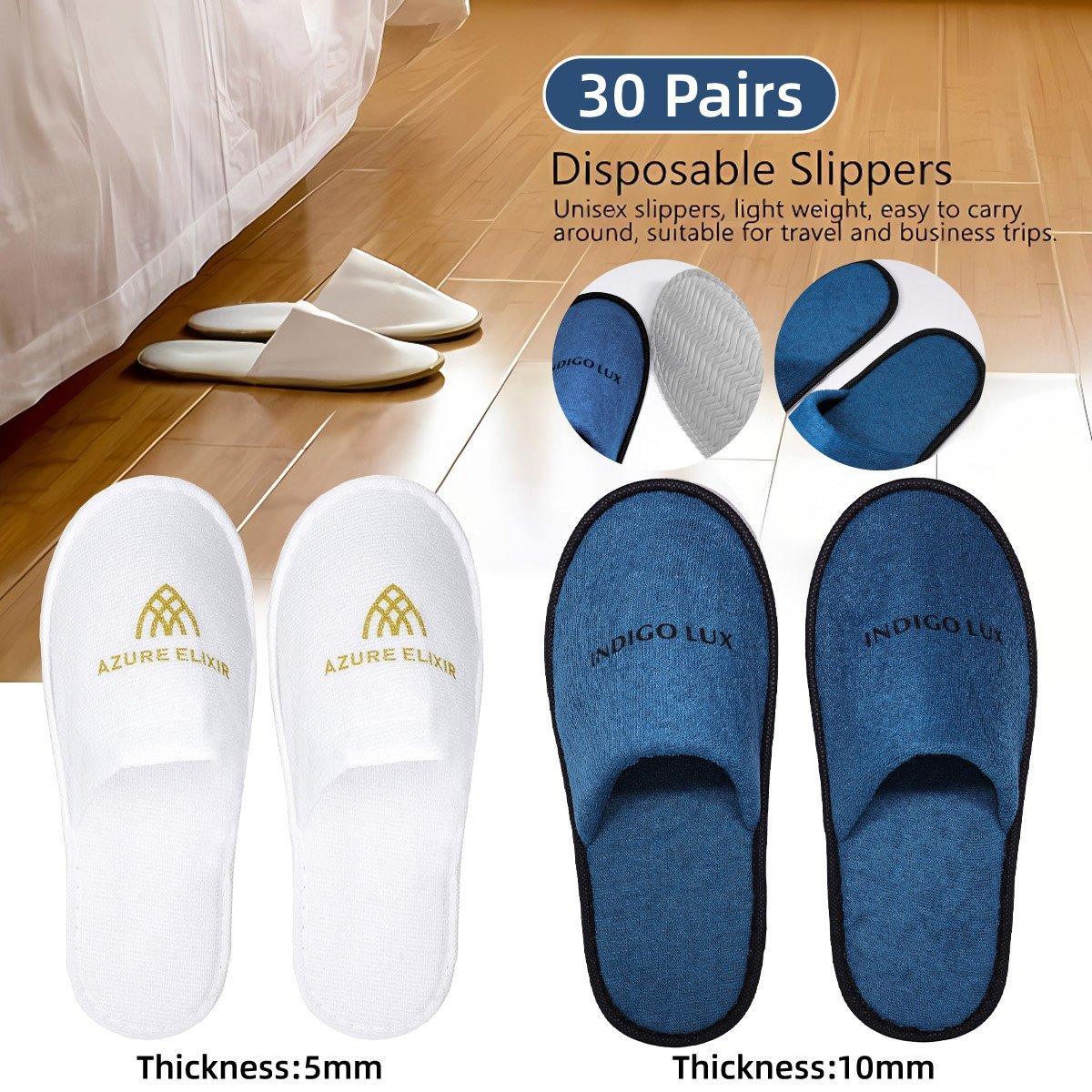 30 Pairs Hotel Guesthouse Hospitality Slippers for Household Comfort and Use - White
