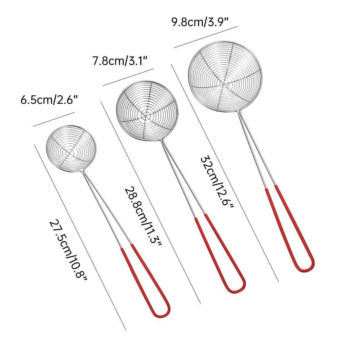 3X Stainless Steel Slotted Filter Spoon MilkTea Kitchen Tool OilSkimmer Strainer