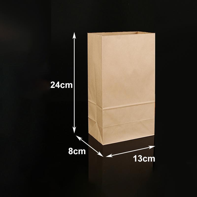 500PCS Kraft Food Paper Bags Brown Flat Bottom Lunch Bags Party Favour Bag - 500PCS-15*9*27CM