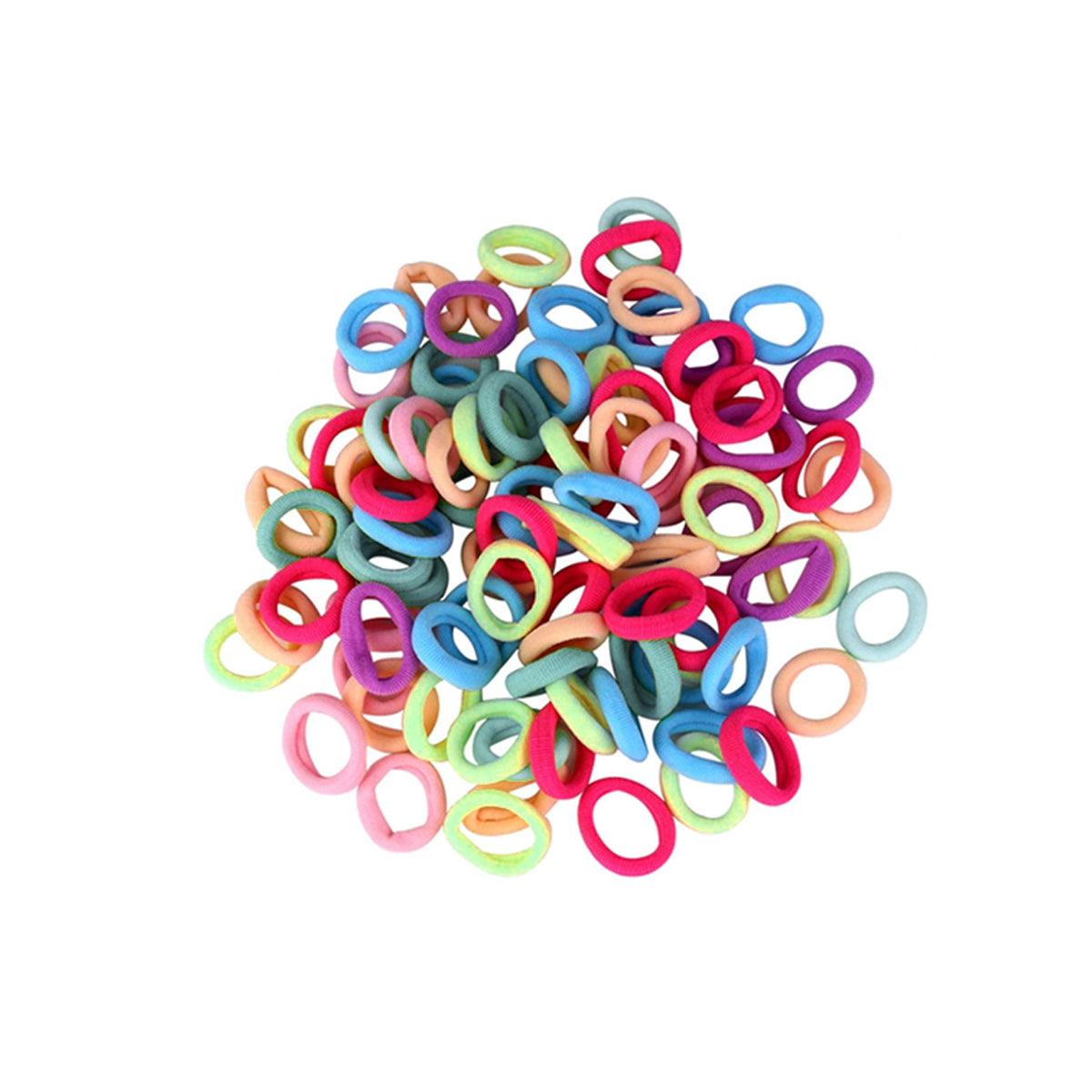 100PCS Colorful Elastic Hair Ties for Girl Ponytails High Stretch Hair Bands Set - Red