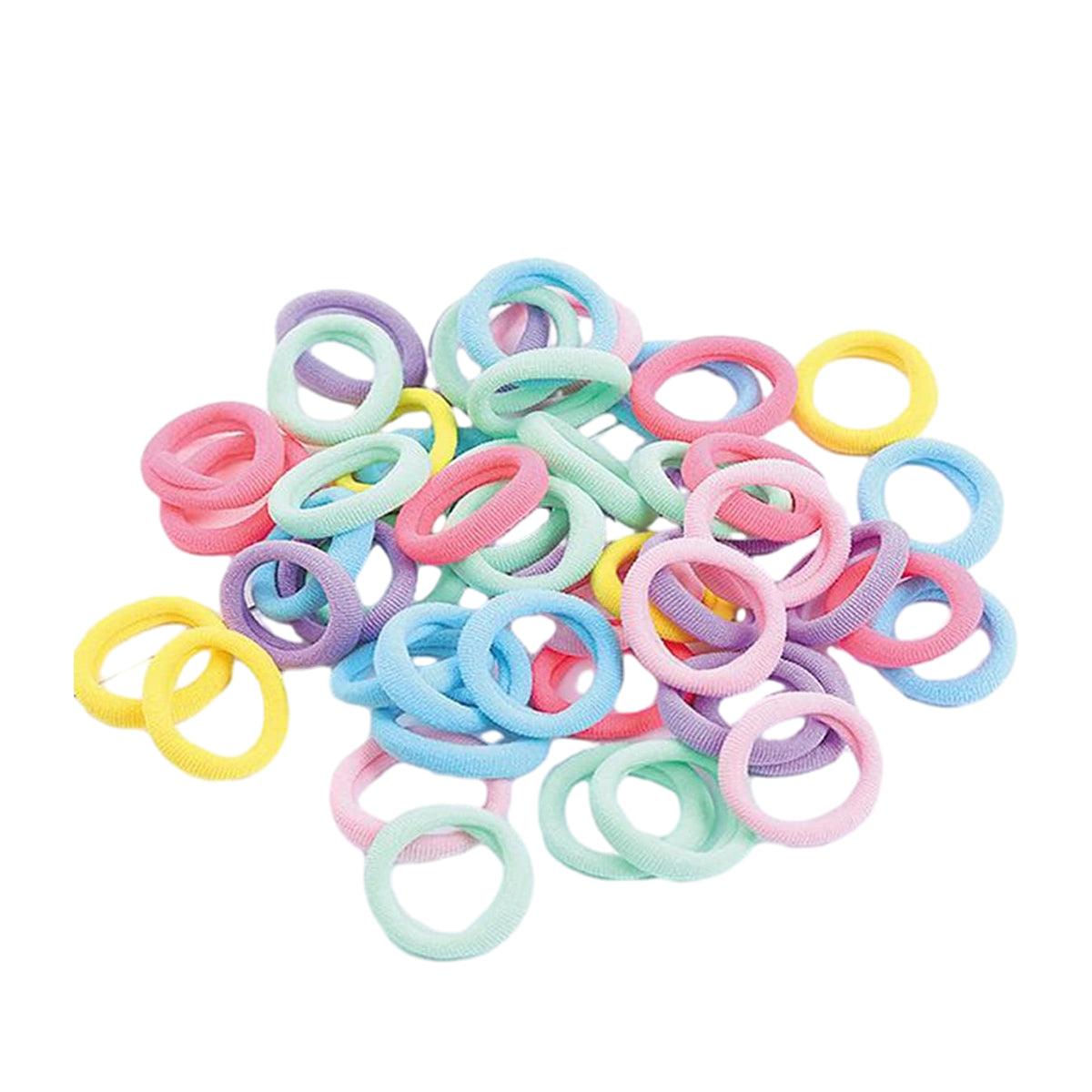 100PCS Colorful Elastic Hair Ties for Girl Ponytails High Stretch Hair Bands Set - Spring