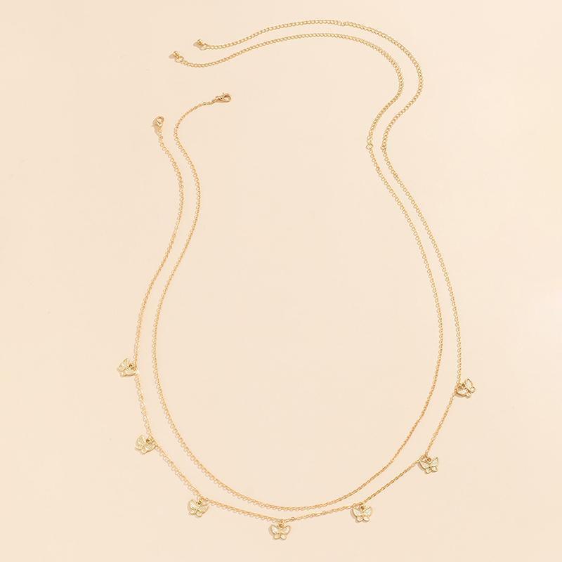 Waist Chain Tassel Butterfly Pendant Double Layer Ladies Body Chain - Gold