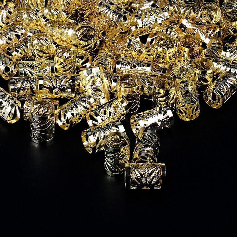 40PCS Gold Dreadlock Hair Braid Cuff Clips Adjustable Beads for Braids and Styling