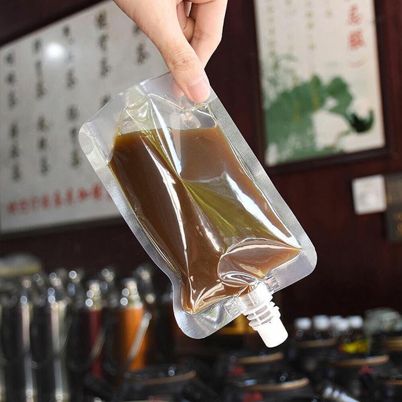 20Pcs 250ml Clear Spout Pouch Bags Leakproof Reusable Drink Packaging