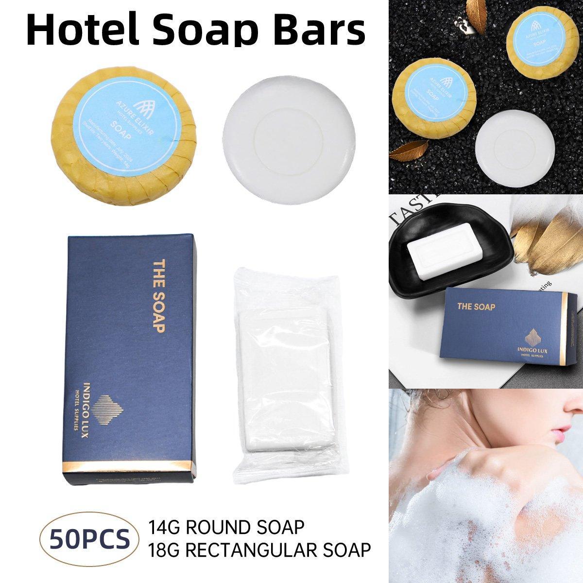 50pcs Hotel Soap Bars for Guesthouse Bathroom Travel Toiletries Set Hotel Use - Round