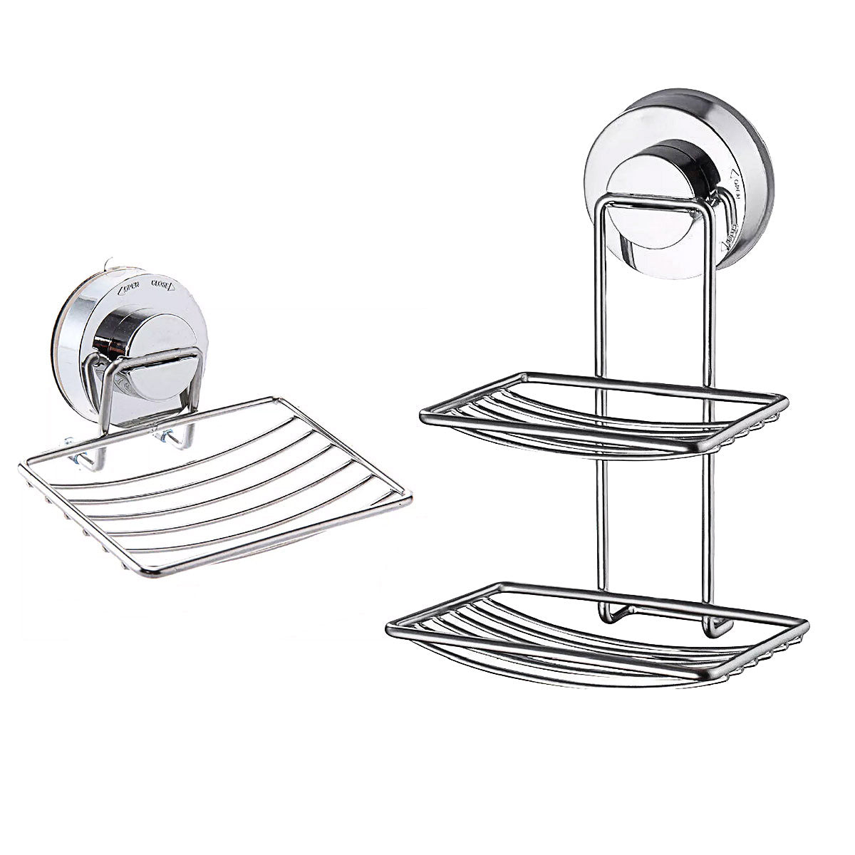 Shower Bar Holder Suction Basket Wall Mounted Stainless Steel Bathroom Soap Dish - Single Layer