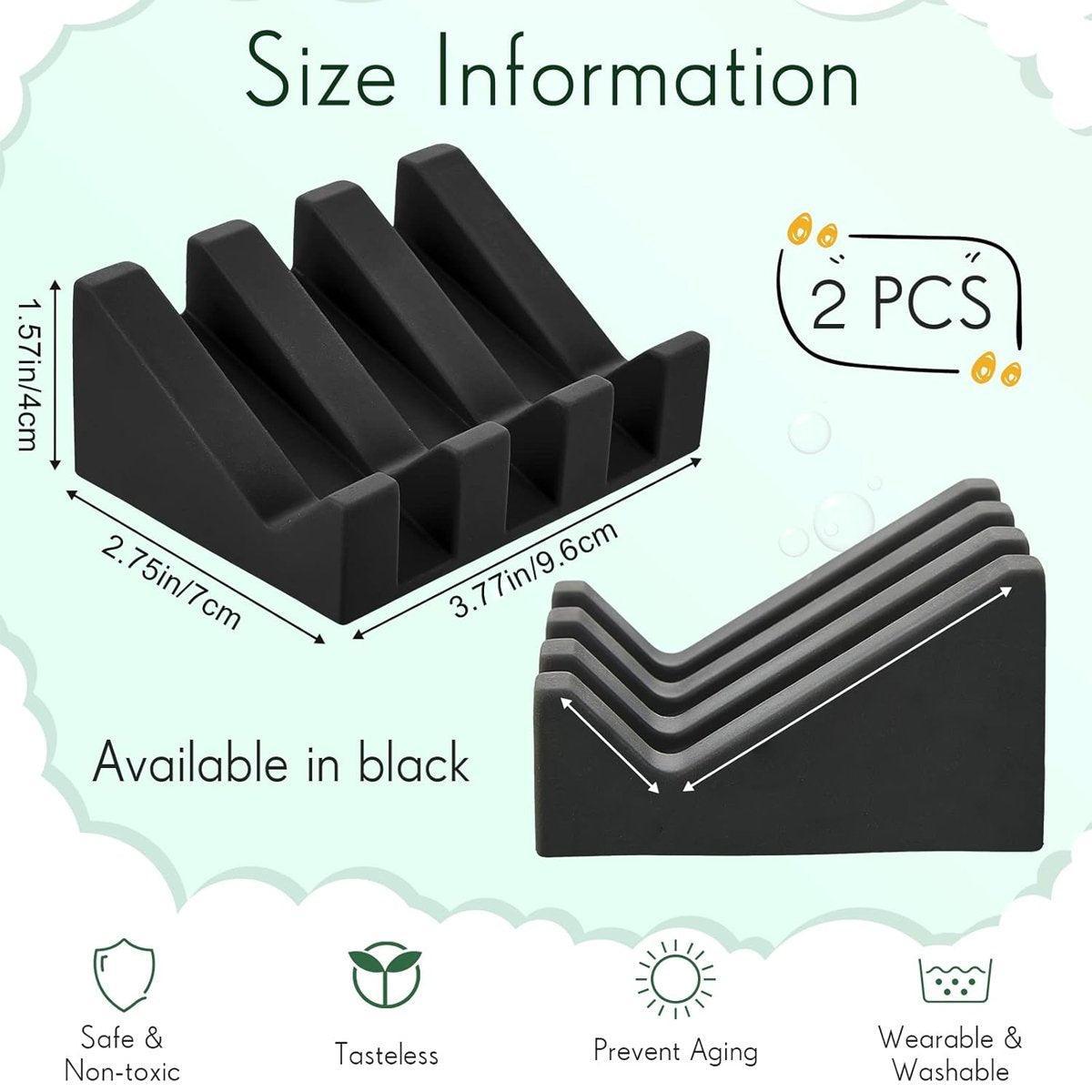 2PCS Silicone Soap Dish Holder Set Non-Slip Draining Soap Box Washable Pad Tray - White