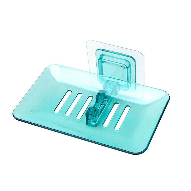 Bathroom Waterfall Tray Holder Soaps Plate Suction Case Containers Dish Storage - White