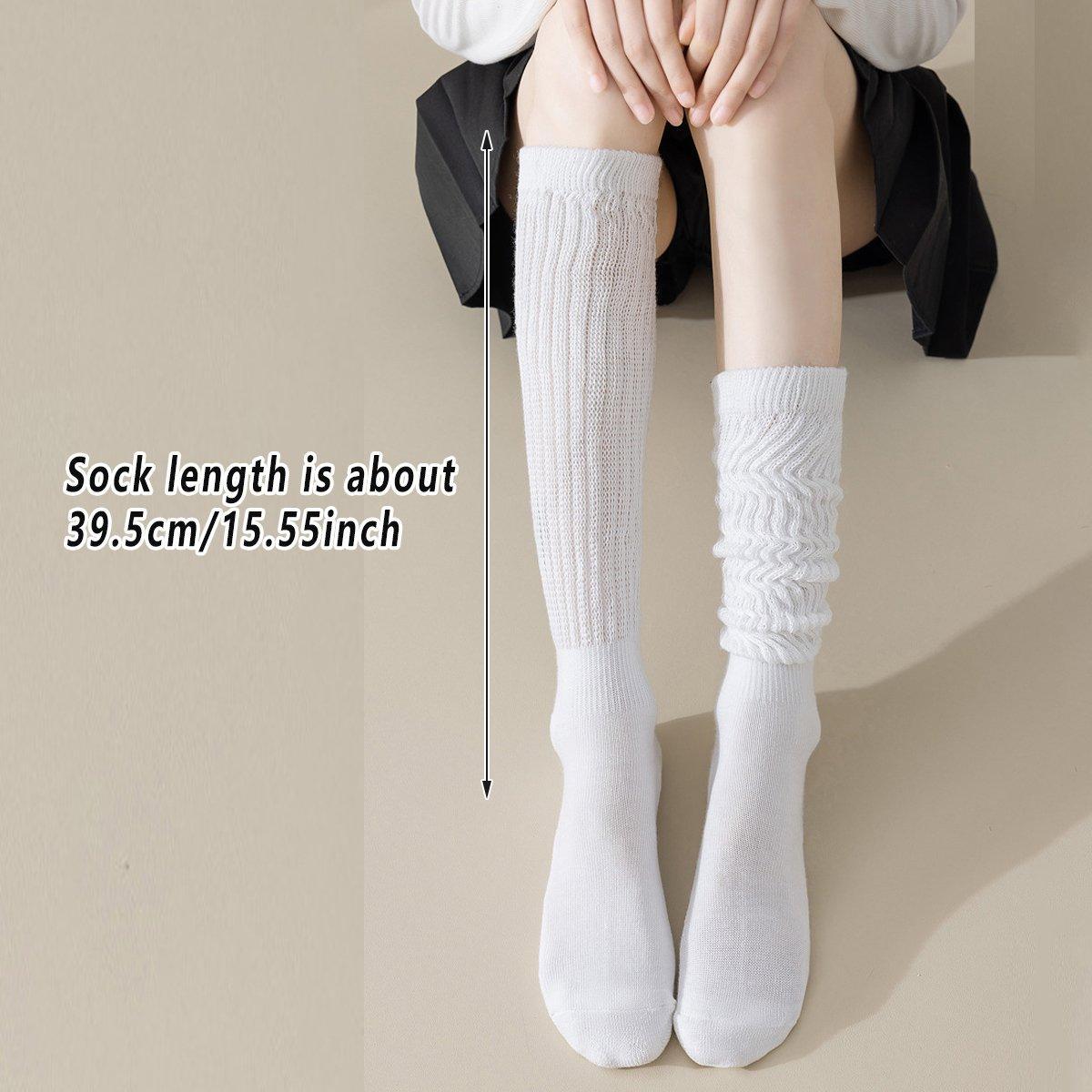 3Pairs Warm Calf Socks Stack Stockings Winter Fall Over Knee High Thick Socks Set - Milky White