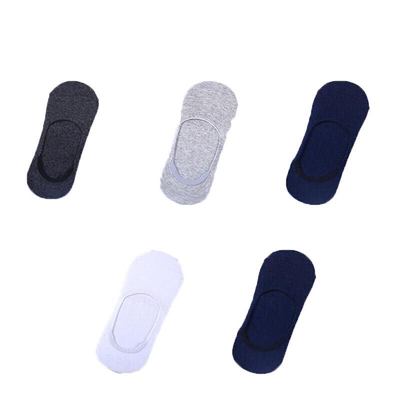 5 Pairs No Show Liner Socks Non Slip Cotton Low Cut Invisible Unisex Footies - White+Light Grey+Dark Grey+Navy*2