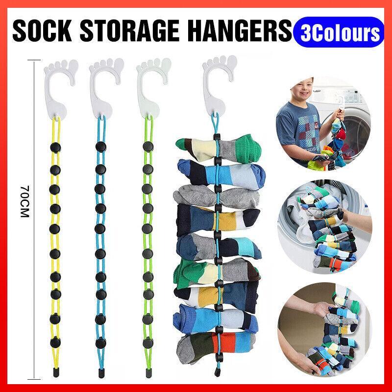 Locks Sock Tidy Clips Rope Storage Hangers Closet Organizer Laundry Helper - Yellow