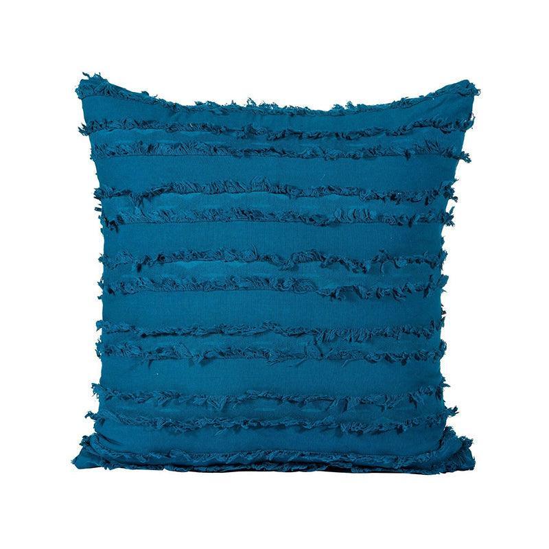 Boho Tassel Fringe Striped Cushion Cover Soft Home Decor Sofa Throw Pillow Case - Navy