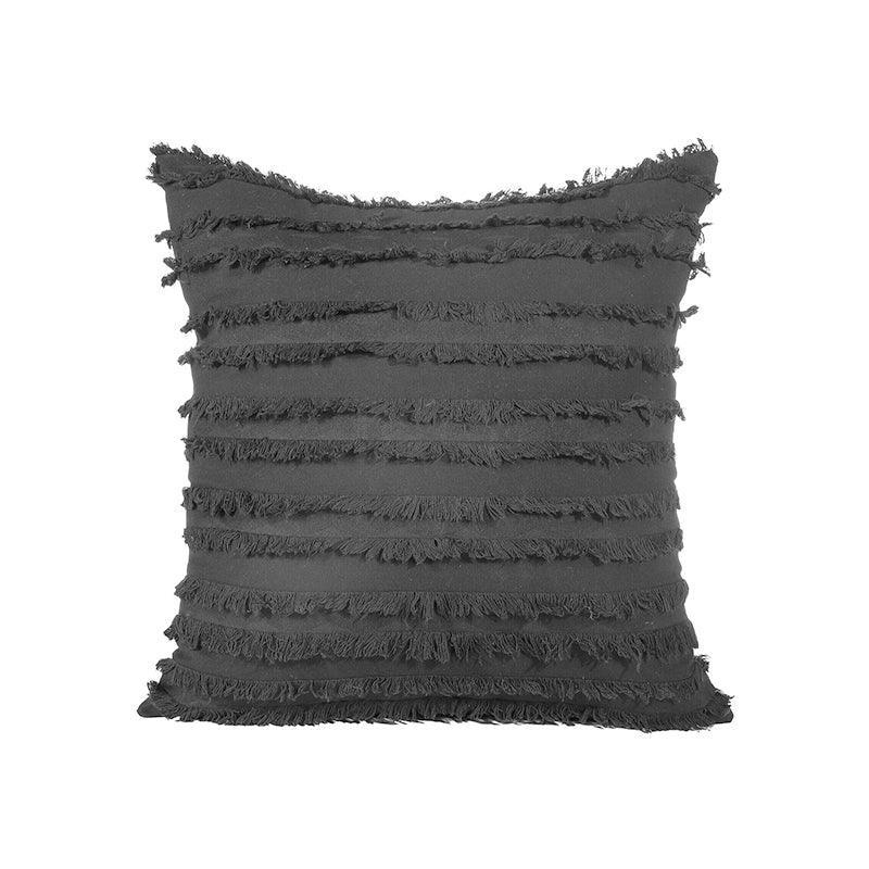 Boho Tassel Fringe Striped Cushion Cover Soft Home Decor Sofa Throw Pillow Case - Navy