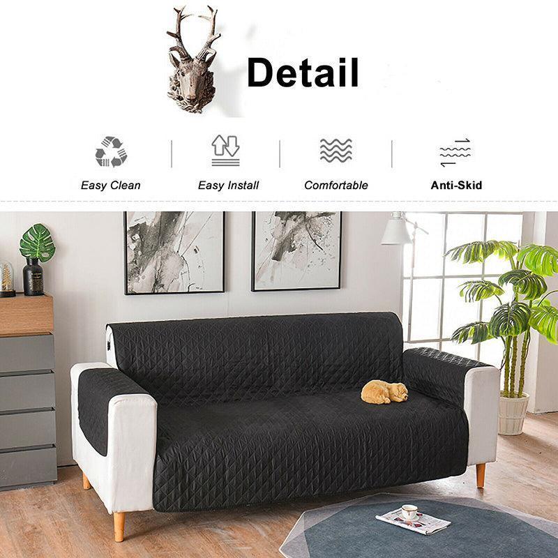 130X195cm Seater Pet Sofa Protector Cover Quilted Couch Covers Lounge Slipcover - Grey