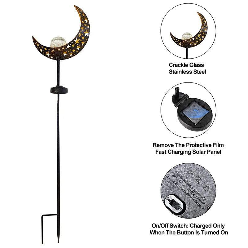 Solar Lights LED Garden Decor Outdoor Path Lights Lawn Light Lantern Lamp - 1X Moon