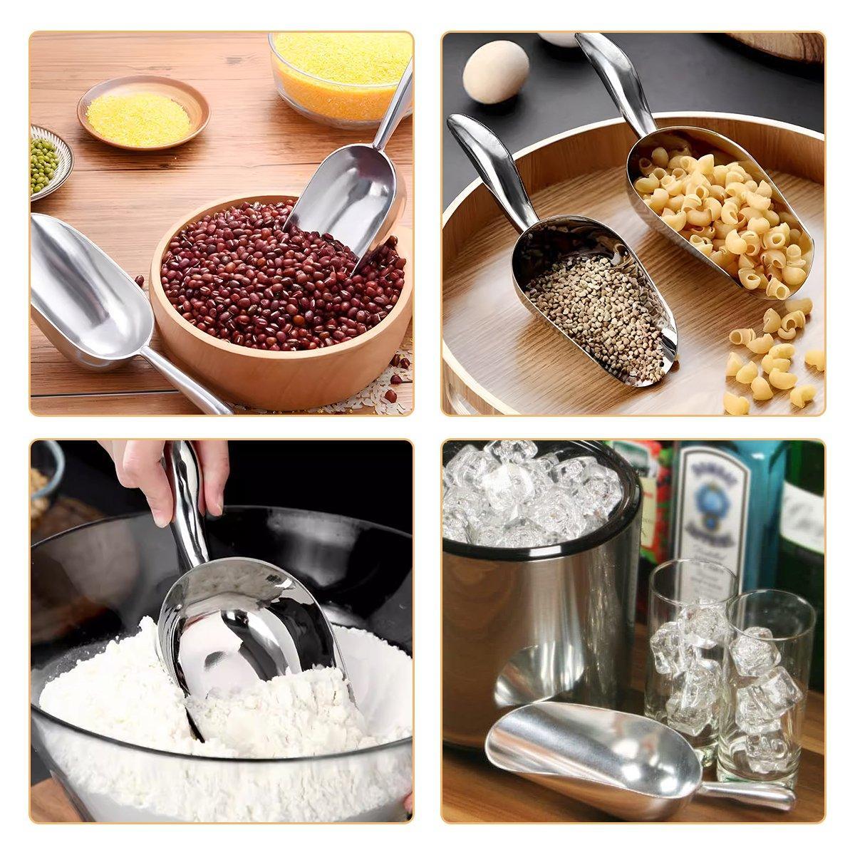 4 Sizes Aluminum Alloy Ice Shovel Flour Rice Scoop Multipurpose Kitchen Tool - L