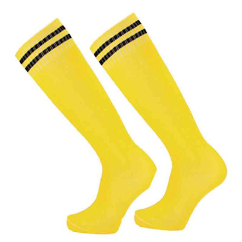 Mens Womens Sports Breathable Tube Long High Socks Knee Warm Casual Footy Soccer - White+Blue