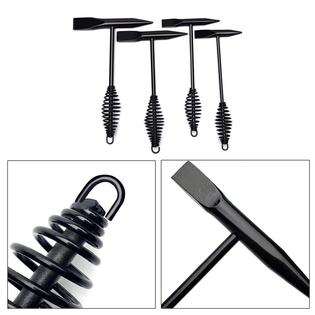 Welding Chipping Hammer Spring Handle Hold Heart Cleaning Harden DIY Metal Black - 670g