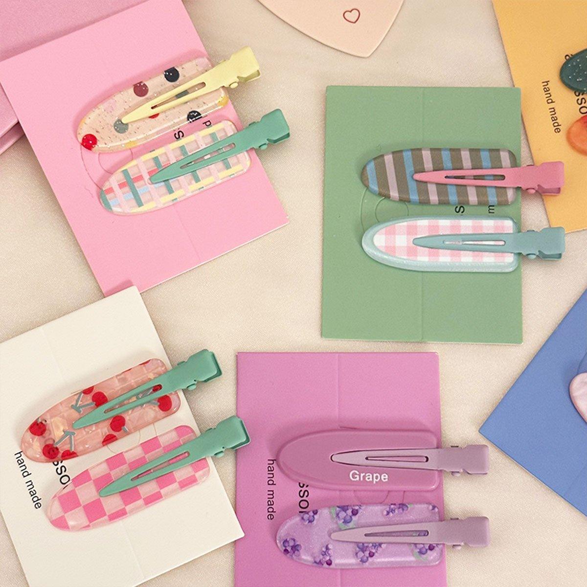 2PCS Juice Series Hair Clip Makeup Hair Accessories Colourful Hair Barrettes - Watermelon