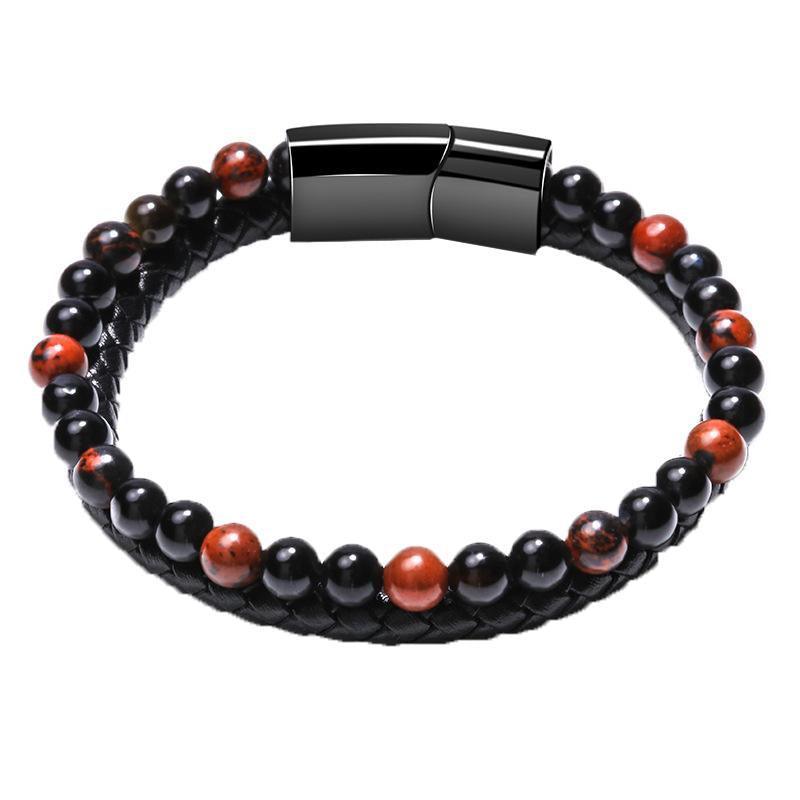 Tiger Eye Natural Stone Beaded Bracelet Women Men Elasticity Bangle hand Jewelry - Tiger Eye