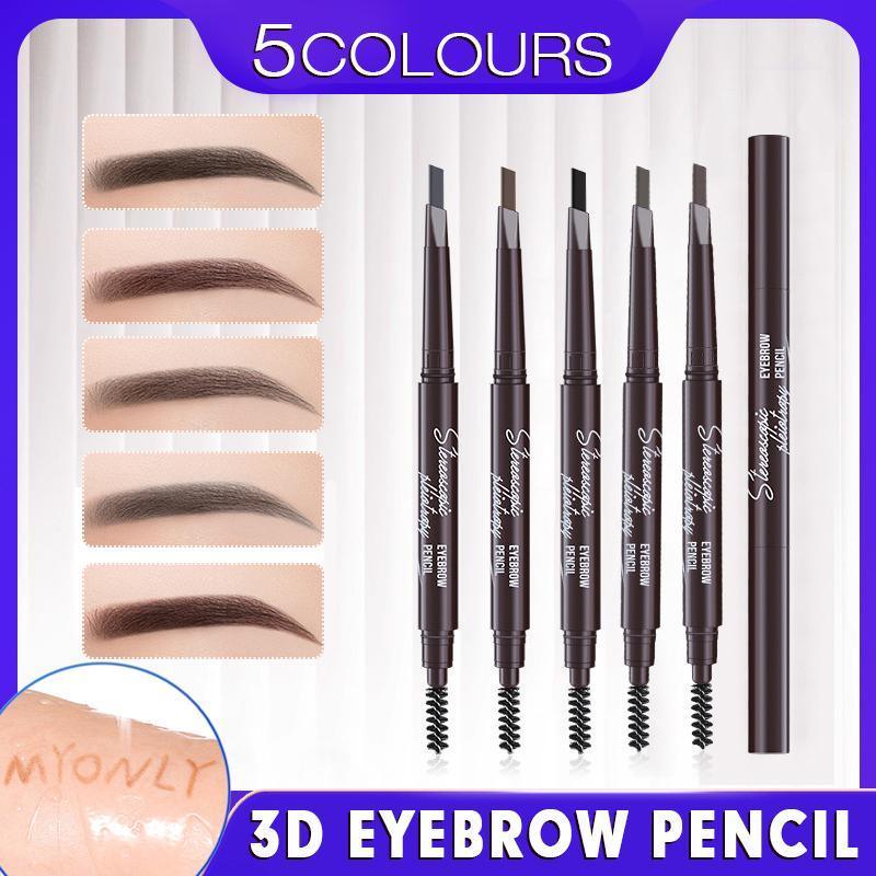 Eyebrow Pencil Dual-Ended Waterproof Retractable Slant Eye Makeup Cosmetic Tool - Brown