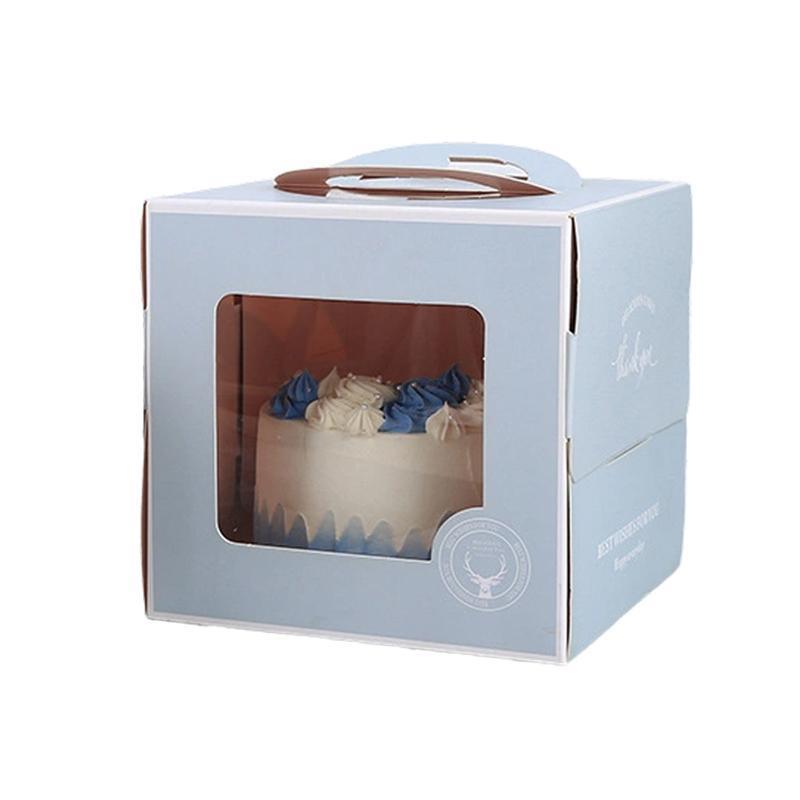 30PCS Grey Portable Cake Boxes Display Window Packing Case with Handle Birthday - 8 inch