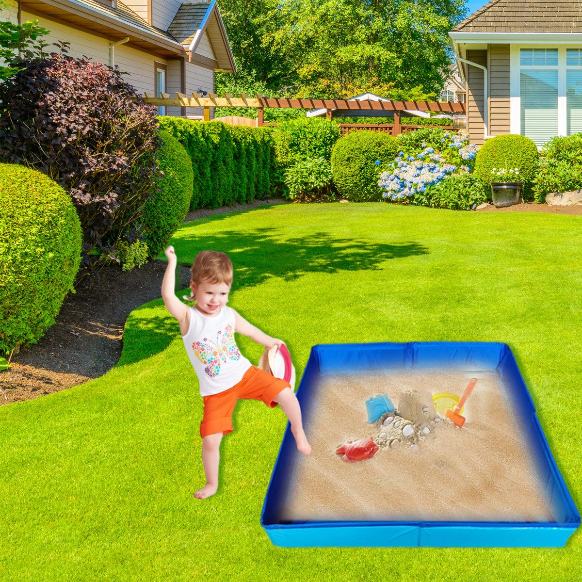 Folding Square Sand Table Portable Play Tray for Indoor Outdoor Use with Beach Toys