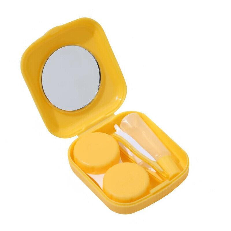 Pocket Plastic Mini Contact Lens Case Kit Outdoor Travel Holder Mirror Container - Green