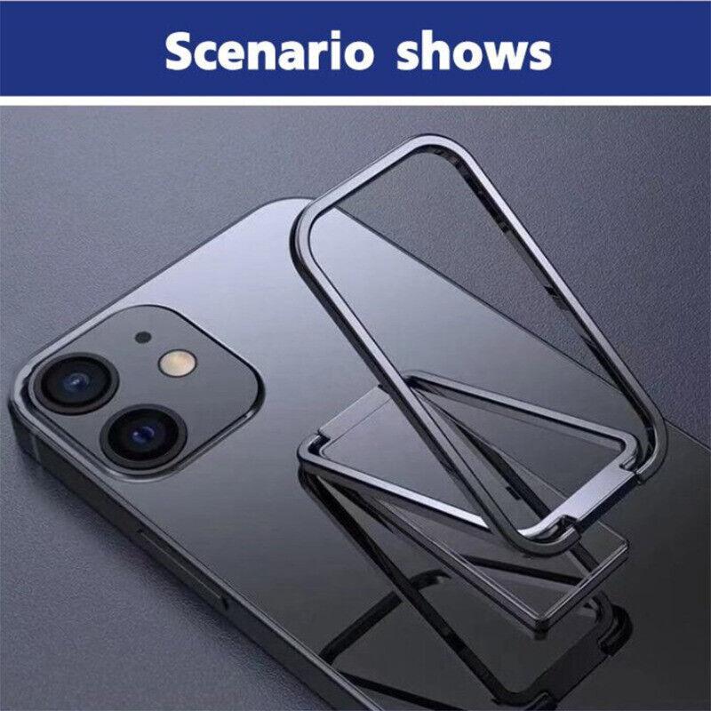 Portable Multifunctional Folding Metal Mobile Phone Holder Bracket Desktop Stand - Black