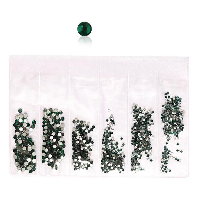 1440Pcs Glitter Rhinestones Crystal Clear Flat Bottom Glass Nail Art Nail Drill - Black
