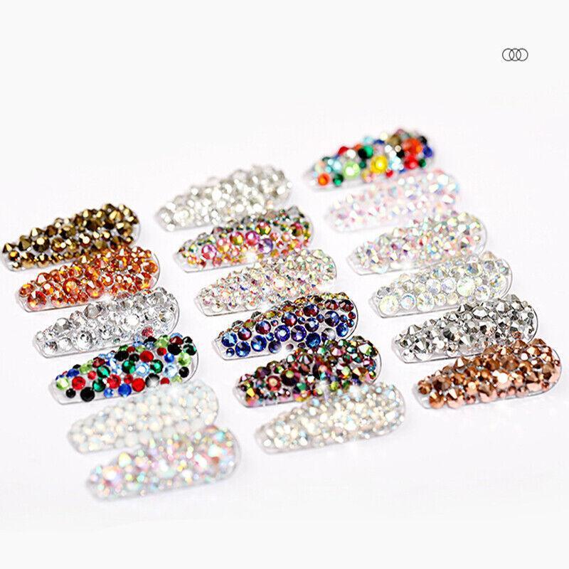 1440Pcs Glitter Rhinestones Crystal Clear Flat Bottom Glass Nail Art Nail Drill - Clear