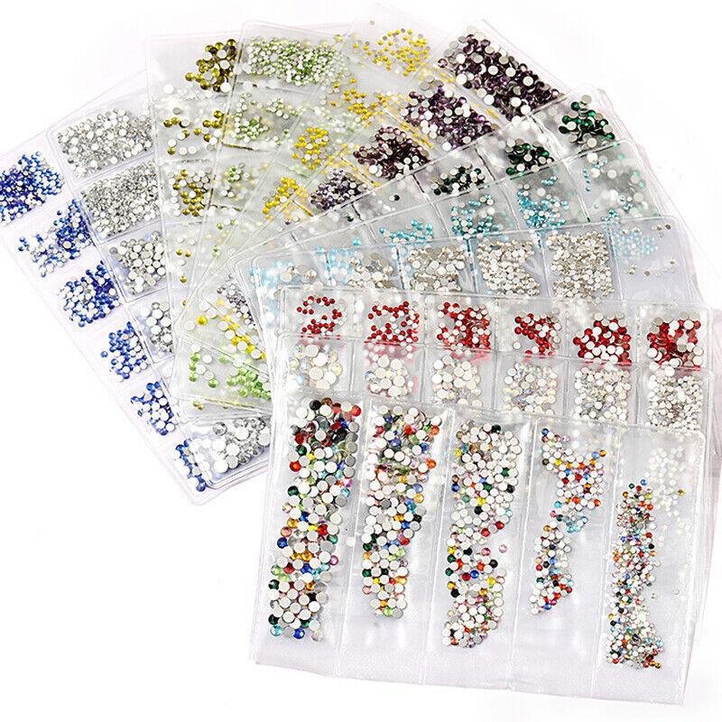 1440Pcs Glitter Rhinestones Crystal Clear Flat Bottom Glass Nail Art Nail Drill - Starry