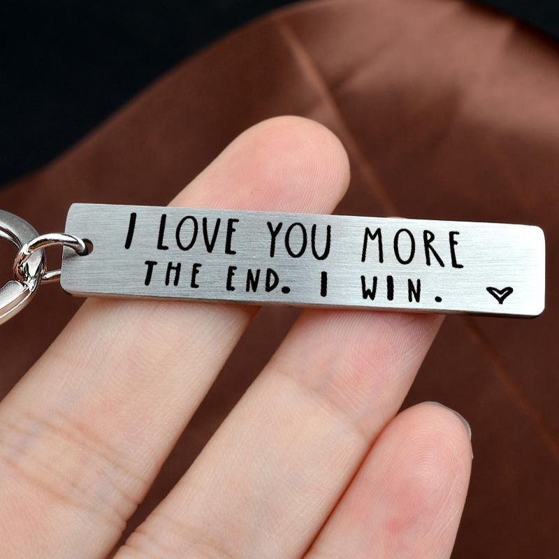 I Love You More The End I Win Stainless Steel Couple Keyring Keychain Gift Funny - X1
