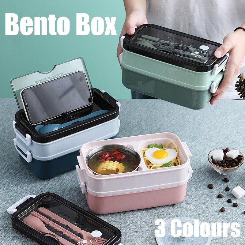 Bento Box Lunch Containers Food Microwave Stainless Portable Dinnerware Au - Green