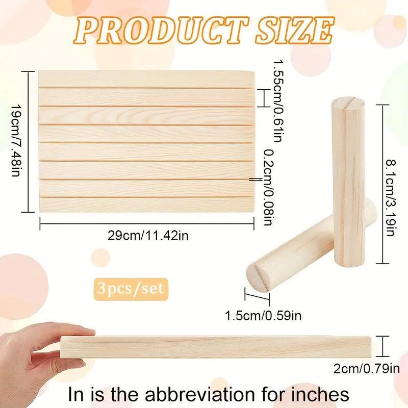 Wooden Earrings and Studs Display Rack Jewellery Organizer Stand 7 Slots Storage - Beige