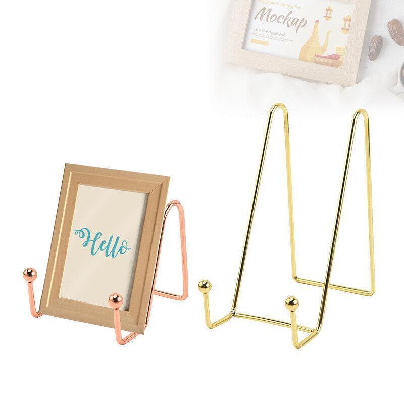 Iron Display Stand Dish Rack-Plate Bowl Picture Frame Photo Book Pedestal Holder - Rose Gold-S