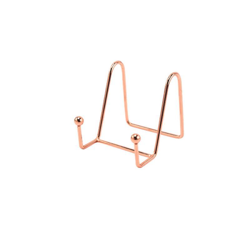 Iron Display Stand Dish Rack-Plate Bowl Picture Frame Photo Book Pedestal Holder - Rose Gold-S
